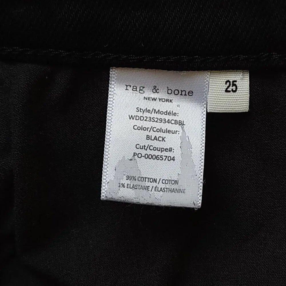 Rag & Bone Harlow Black Ankle Jeans Straight Leg Mid-Rise  Size 25 - Picture 12 of 12